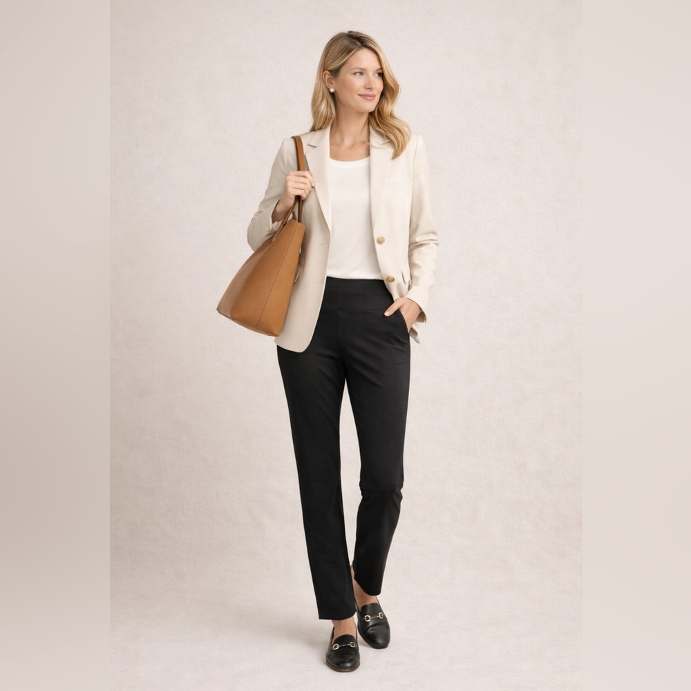 J.Jill Wearever Smooth-Fit Slim Leg Pants Black Medium Stretch Pull-On